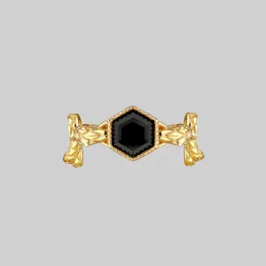 RELINQUISH. Snakes & Onyx Ring - Gold