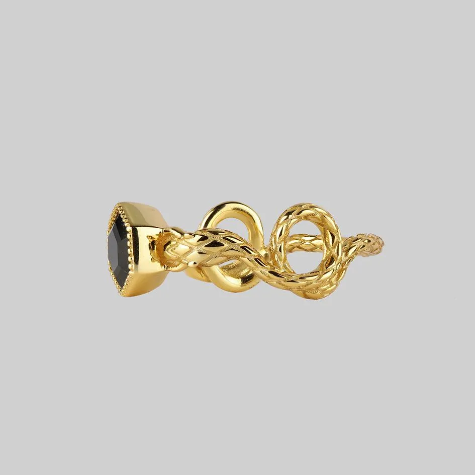 RELINQUISH. Snakes & Onyx Ring - Gold