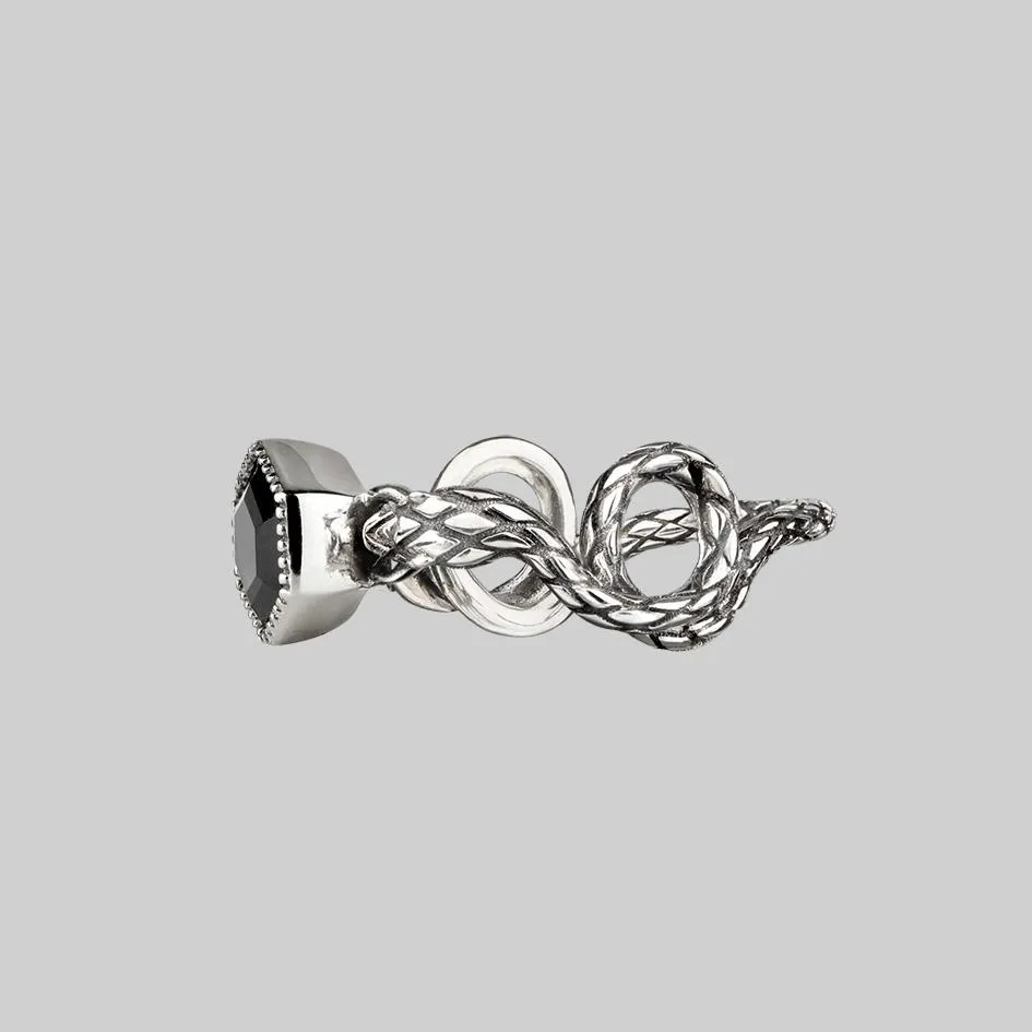 RELINQUISH. Snakes & Onyx Ring - Silver