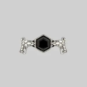 RELINQUISH. Snakes & Onyx Ring - Silver