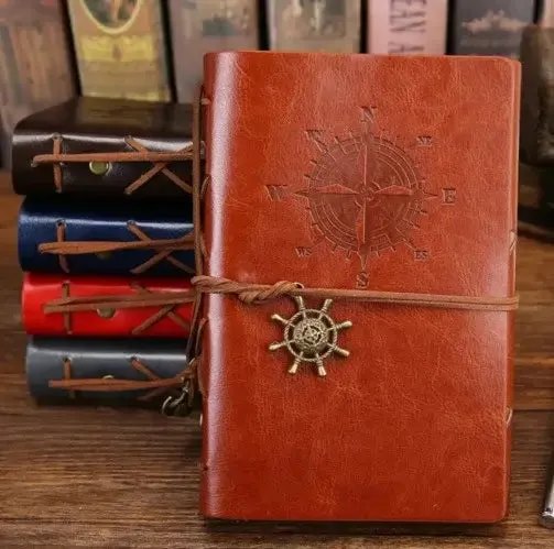 Retro Pirate Strap Leather Embossed Cover Journal