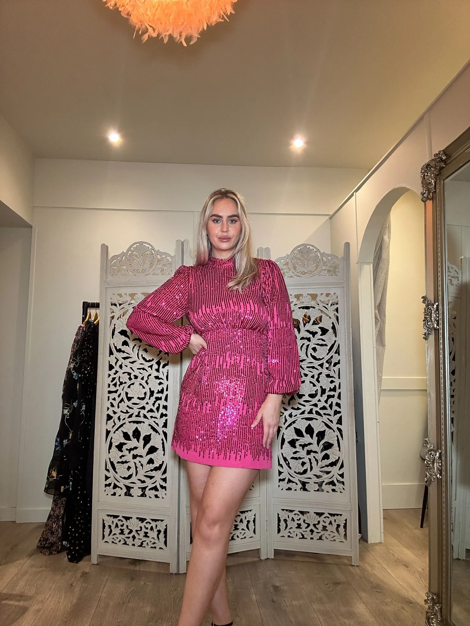 RIXO Lara Sequinned Mini Dress