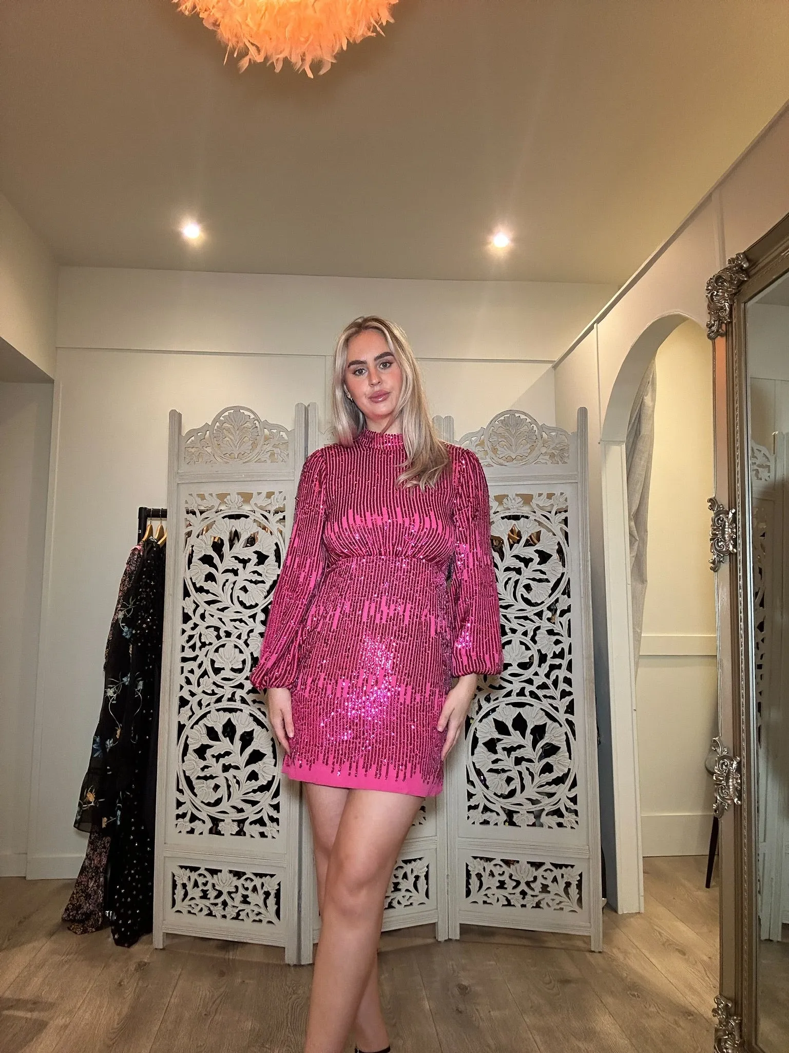 RIXO Lara Sequinned Mini Dress