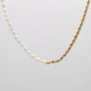 Rope and Pearl Chain Necklace