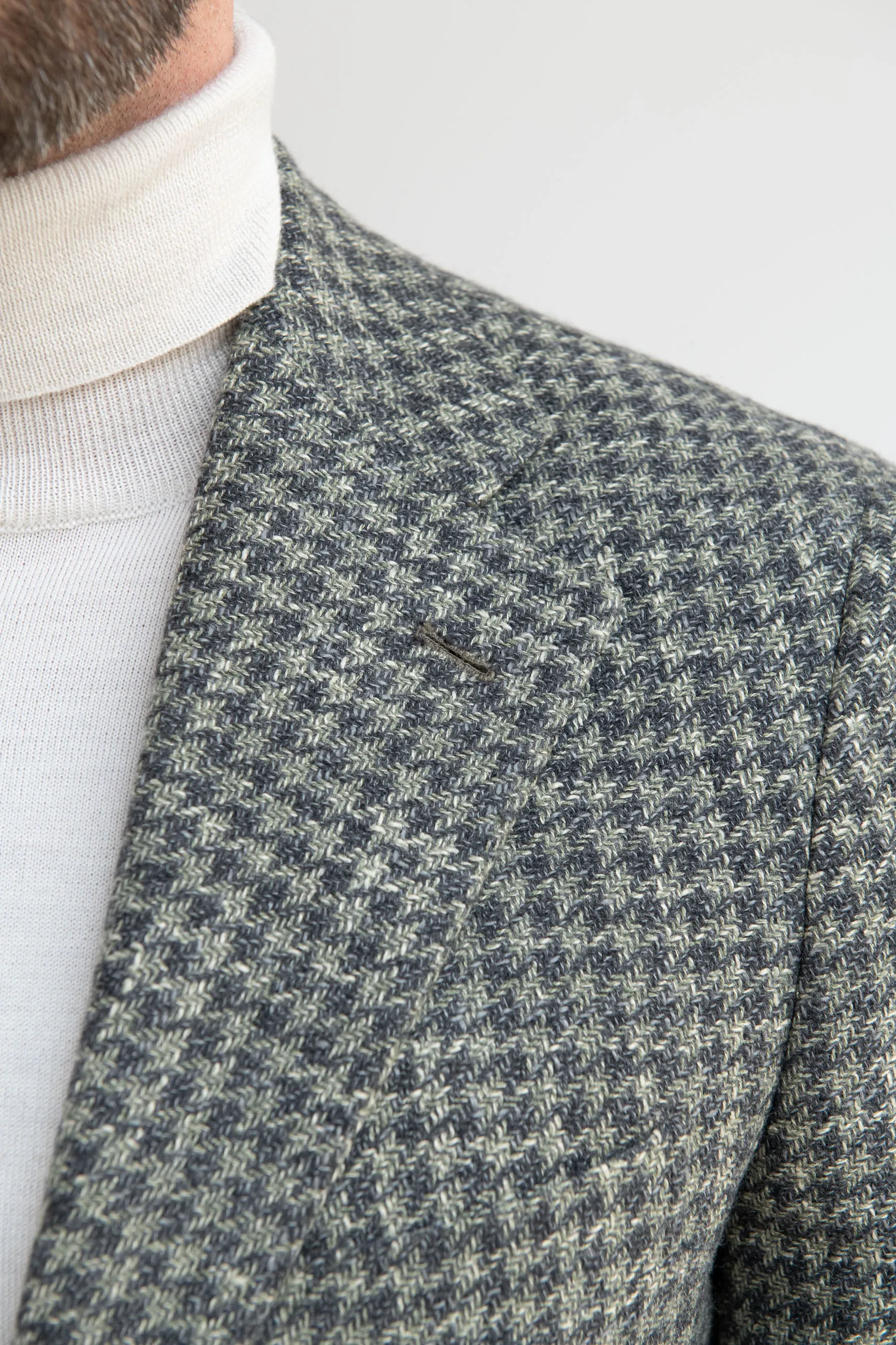 Sage houndstooth jacket - Made in Italy