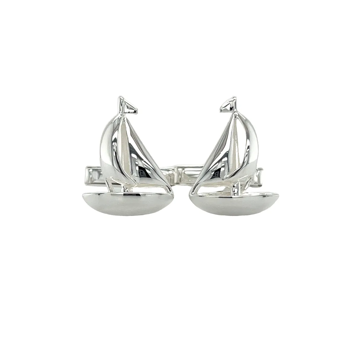 Sail Boat Cufflinks with 3D Details in Sterling Silver