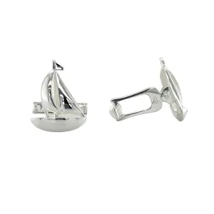 Sail Boat Cufflinks with 3D Details in Sterling Silver