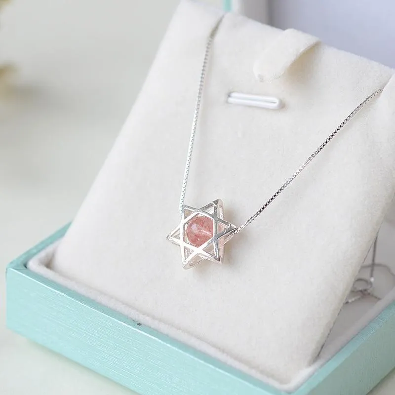 Star of David 925 Sterling Silver Stone Choker Necklaces For Women