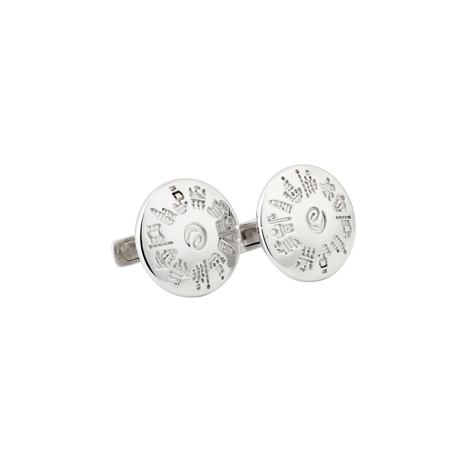 Sterling Silver History Of Ireland Round Cuff Links