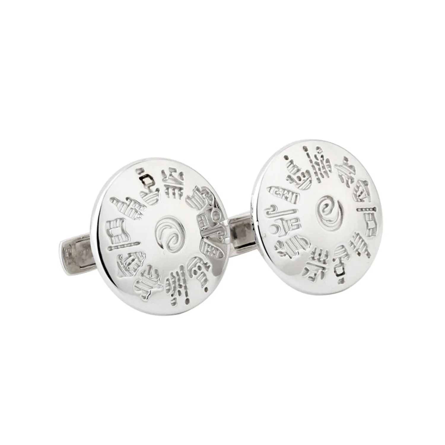 Sterling Silver History Of Ireland Round Cuff Links