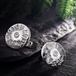 Sterling Silver History Of Ireland Round Cuff Links