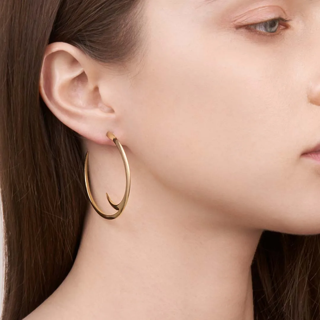 Talon Cat Claw Large Hoop Earrings - Yellow Gold Vermeil