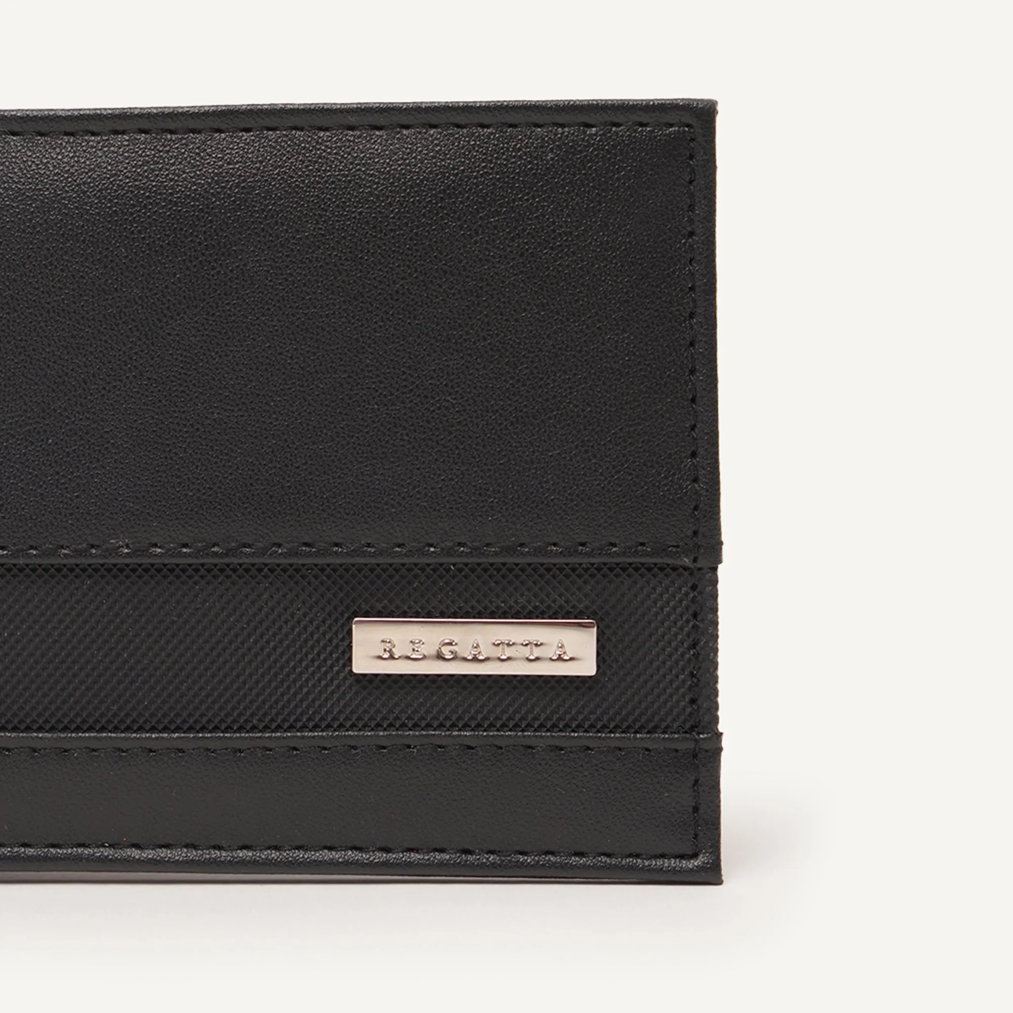 Textured Bi-Fold Wallet With Cut and Sew Detail