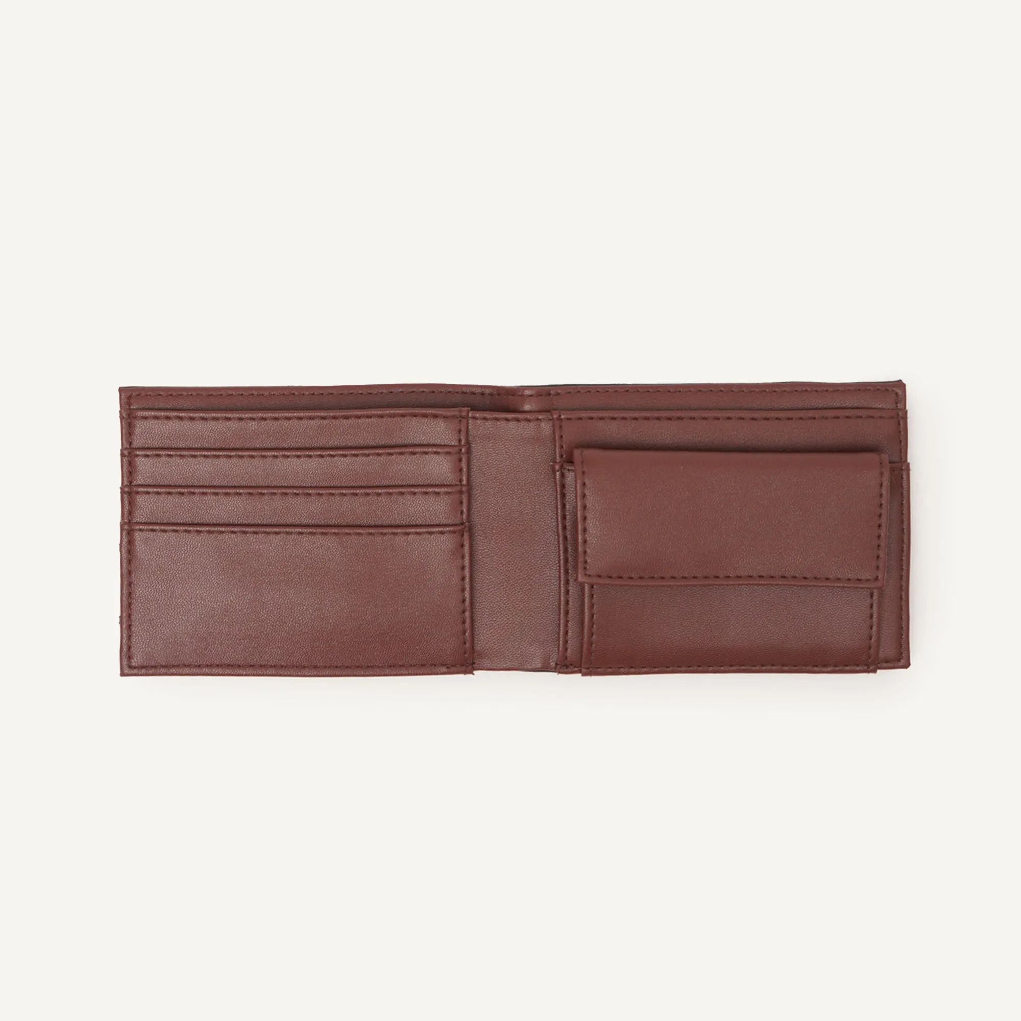 Textured Bi-Fold Wallet With Cut and Sew Detail