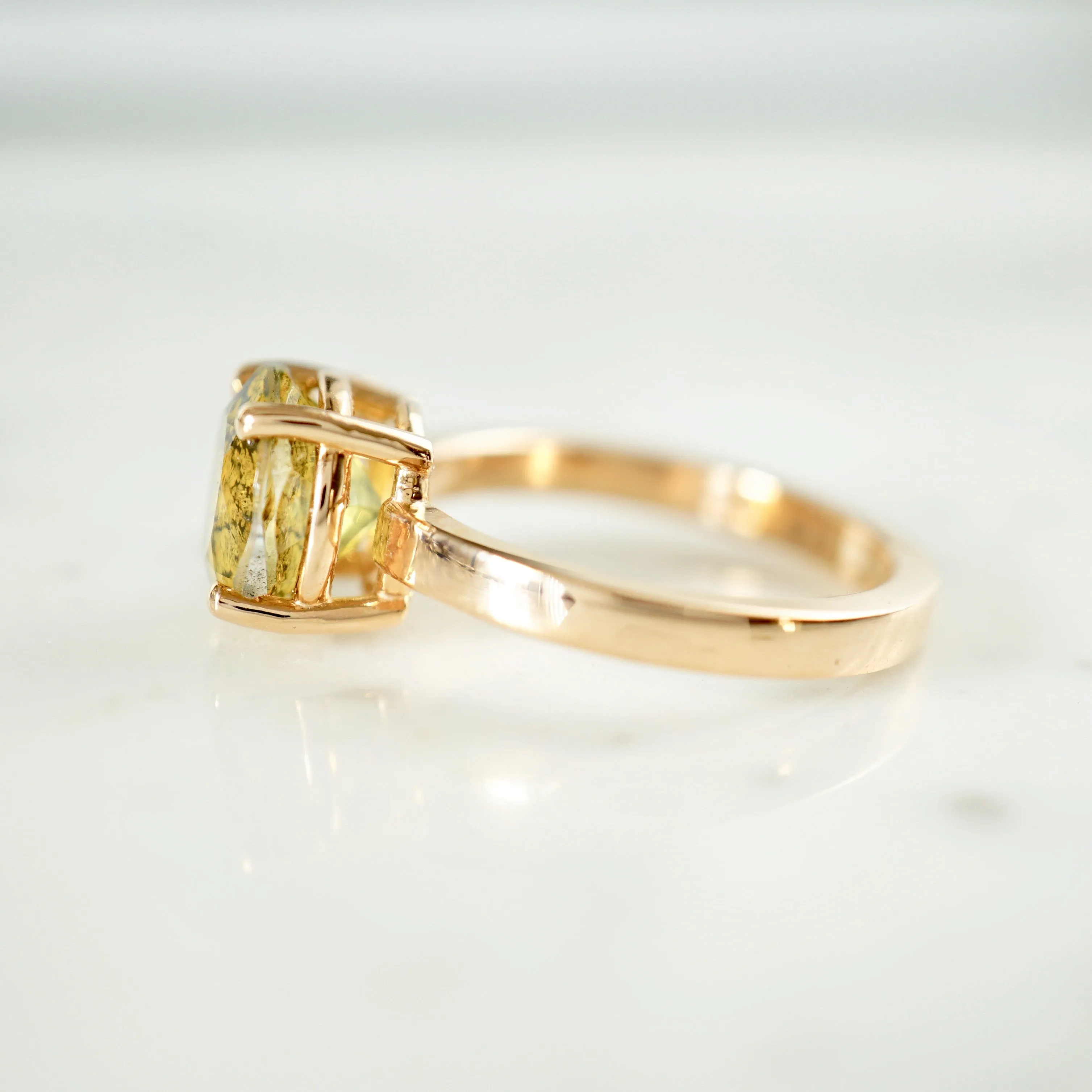 Tourmalinated Yellow Quartz Ring - Unique Quartz Ring - Tiger Quartz Ring