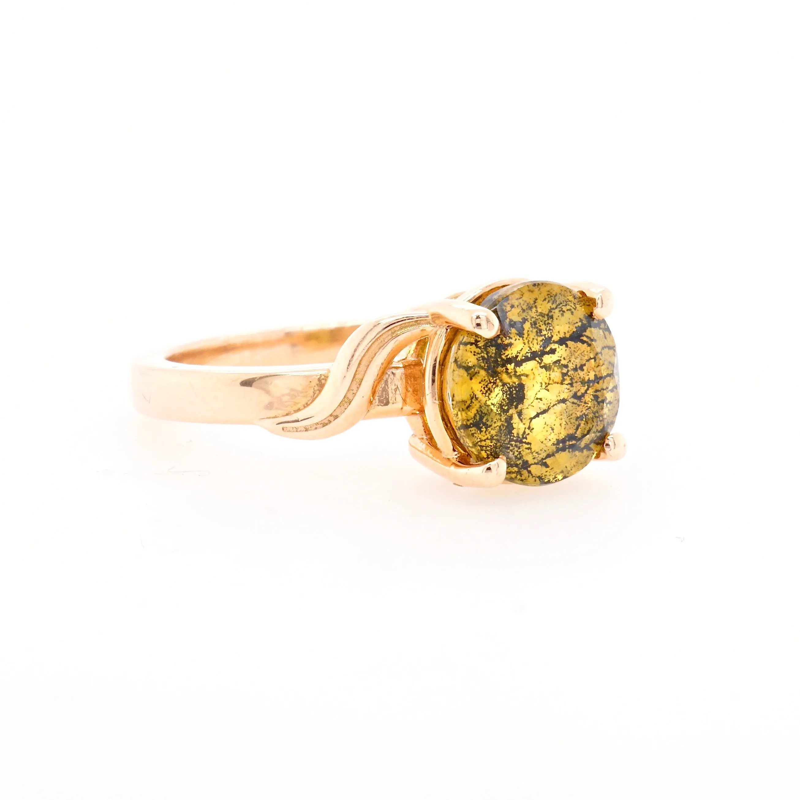 Tourmalinated Yellow Quartz Ring - Unique Quartz Ring - Tiger Quartz Ring