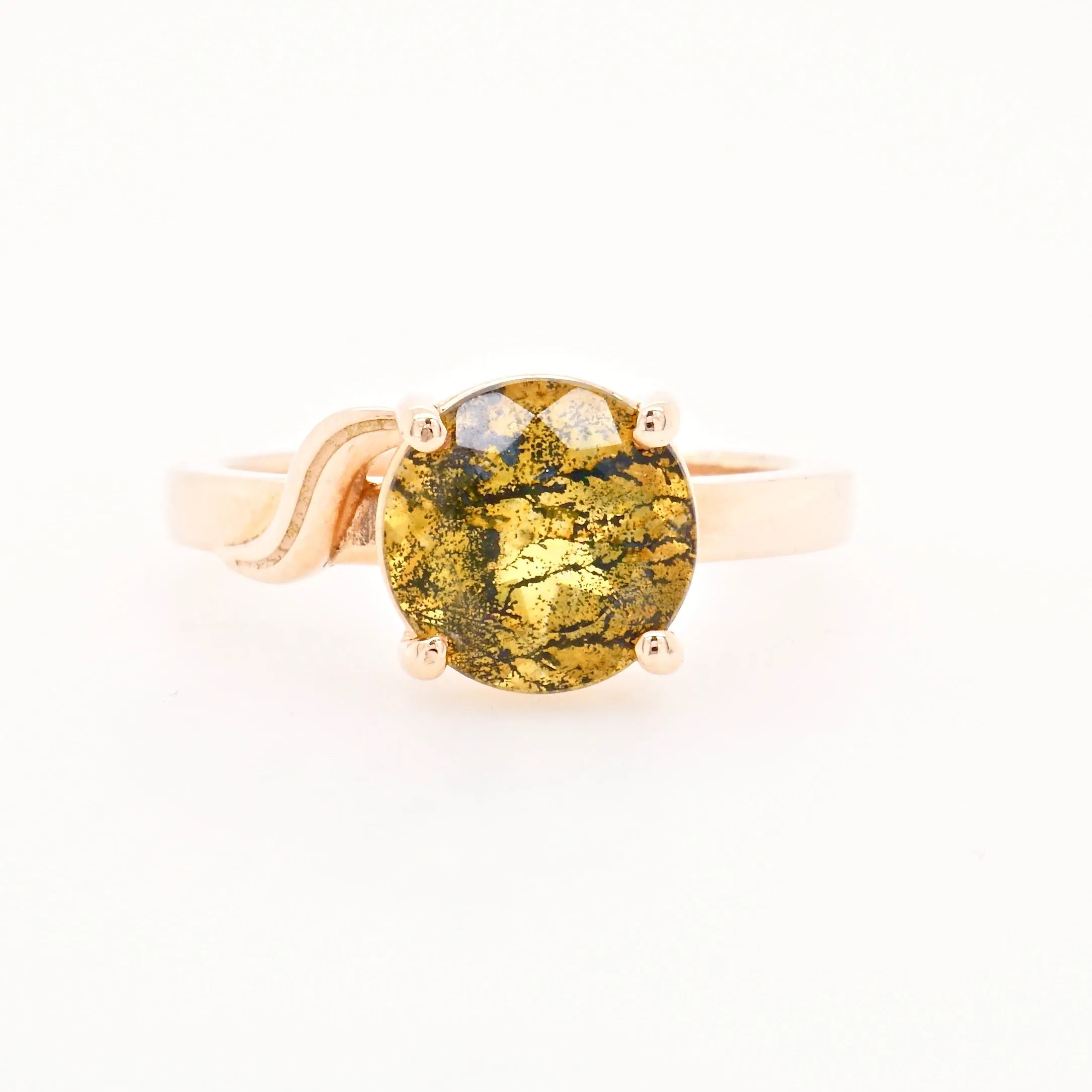 Tourmalinated Yellow Quartz Ring - Unique Quartz Ring - Tiger Quartz Ring