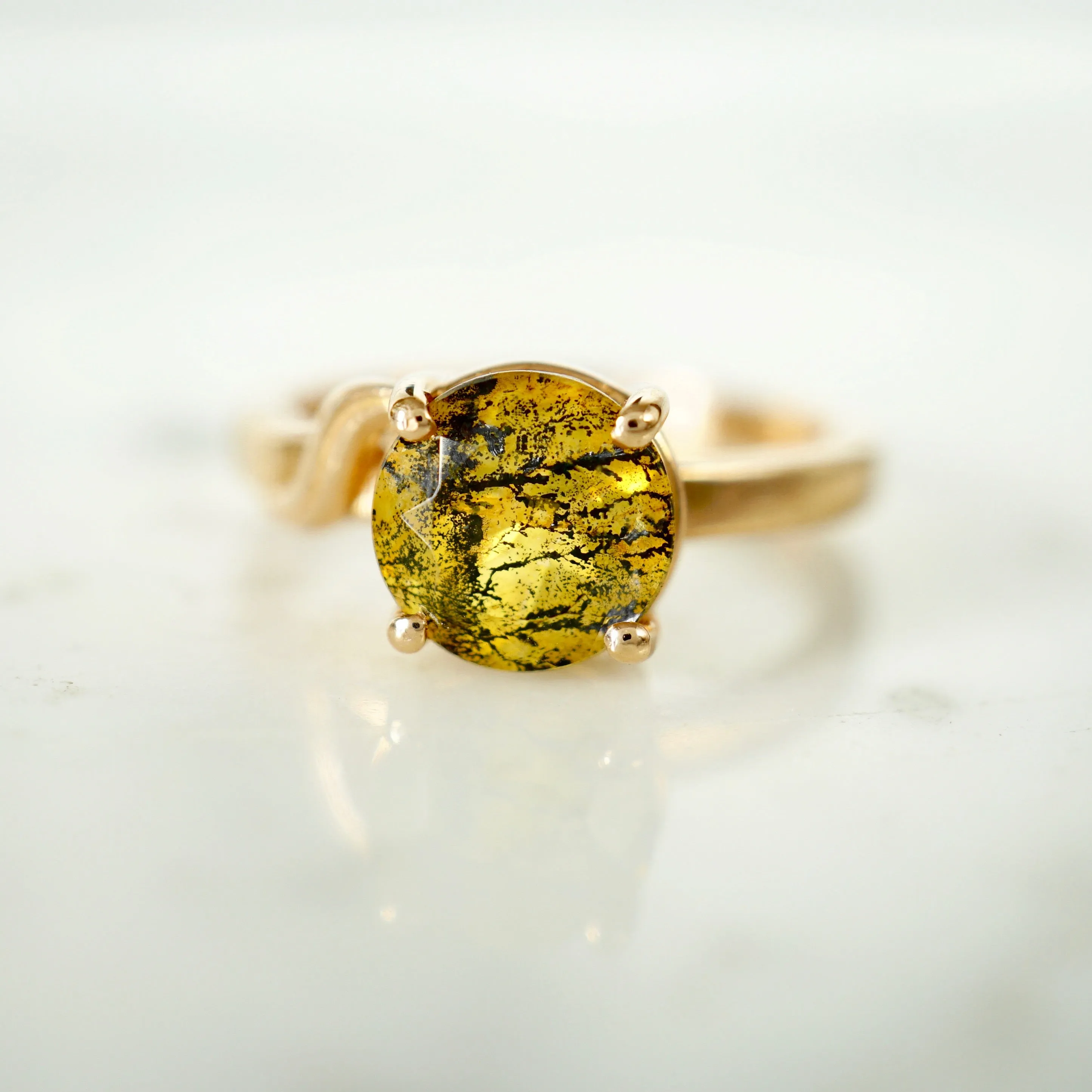 Tourmalinated Yellow Quartz Ring - Unique Quartz Ring - Tiger Quartz Ring