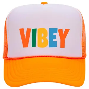 Vibey Suede Like Feel Textured Printed Neon 5 Panel High Crown Foam Mesh Back Trucker Hat - For Men and Women